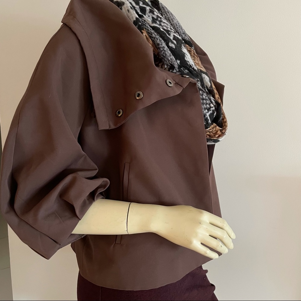 Population Brown Cropped Jacket With Oversized Co… - image 4